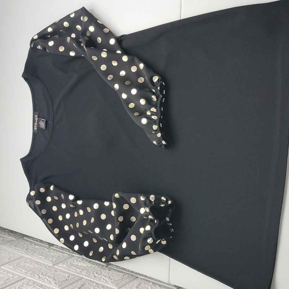 Blouse, black, and gold, medium, ByDesign